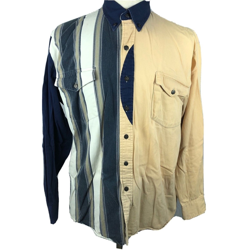 Roper Rodeo Blue Long Sleeve Shirt Western Denim USA Made Mens Large Vintage 90s